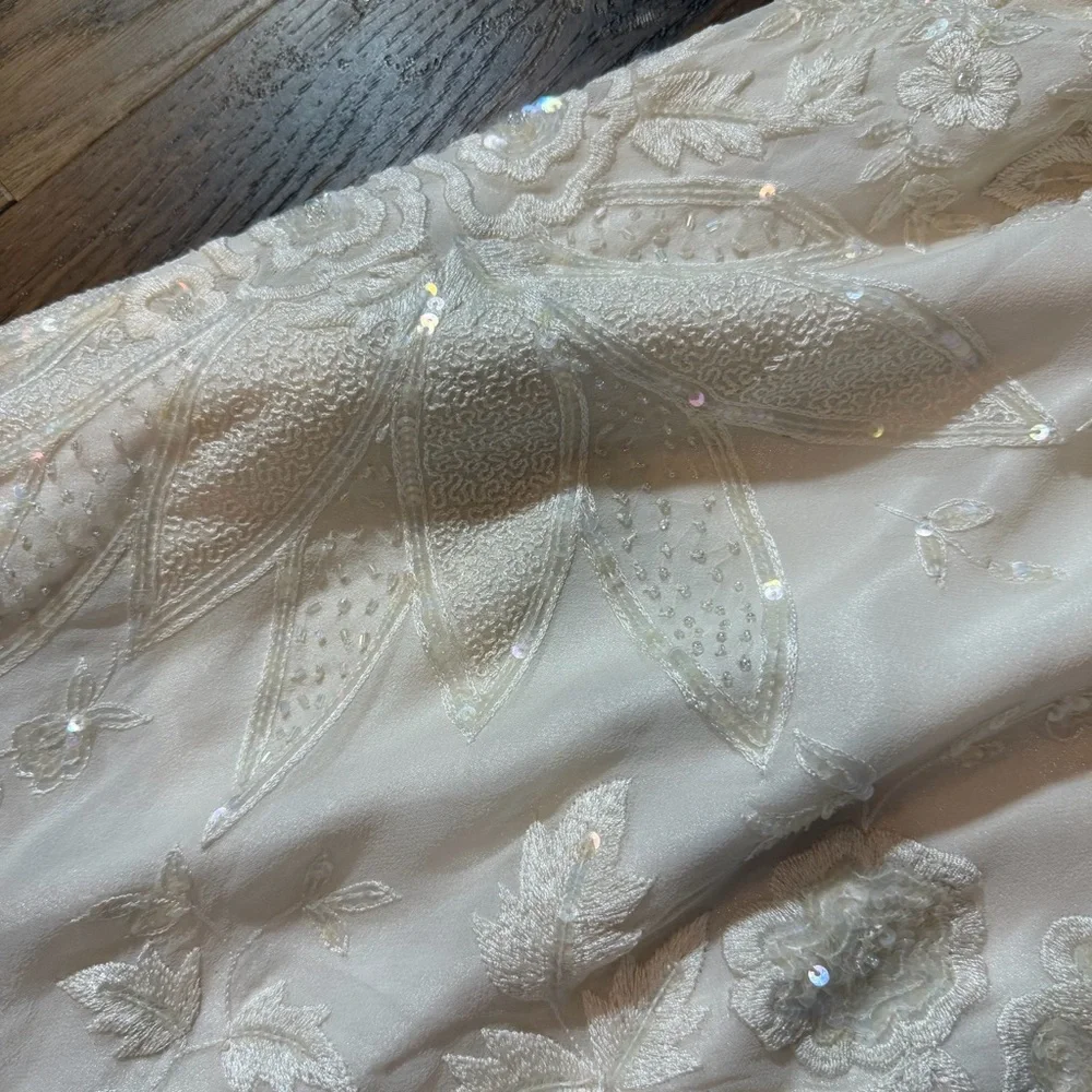 Vintage Y2K 100% Silk Beaded Dress Vintage Beaded Dress Vintage Wedding Dress - Picture 5 of 16